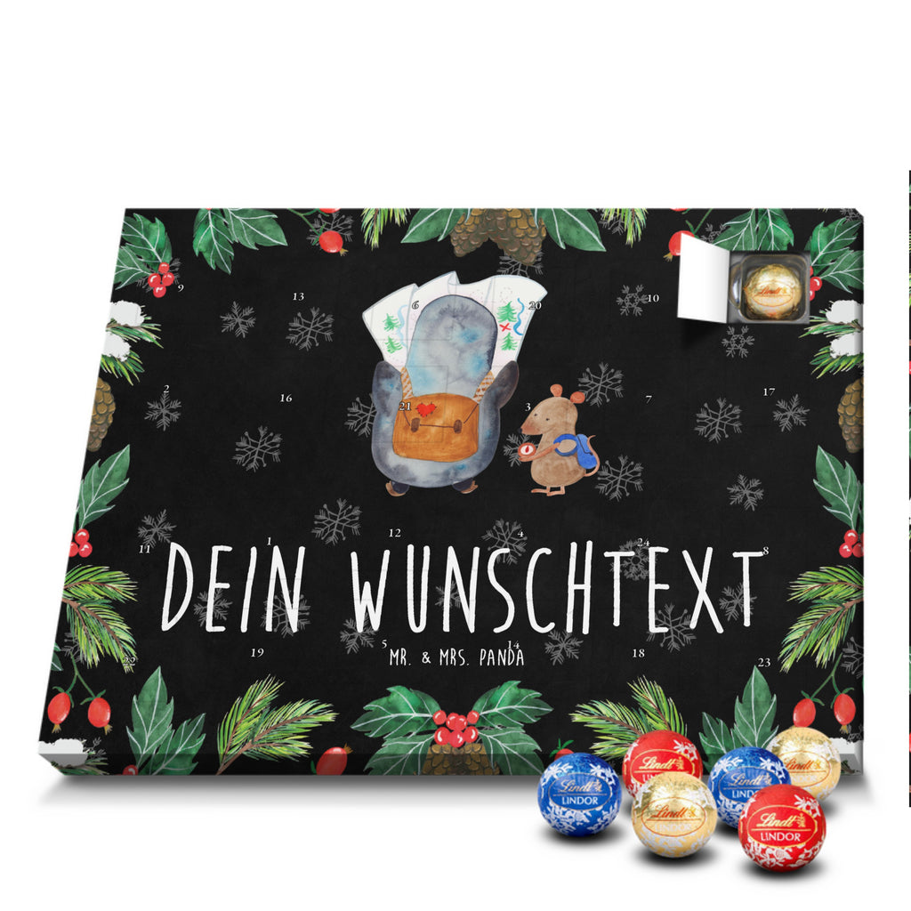 Personalisierter Kugel Markenschokolade Adventskalender Pinguin & Maus Wanderer Personalisierter Kugel Markenschokolade Adventskalender, Pinguin, Pinguine, Abenteurer, Abenteuer, Roadtrip, Ausflug, Wanderlust, wandern