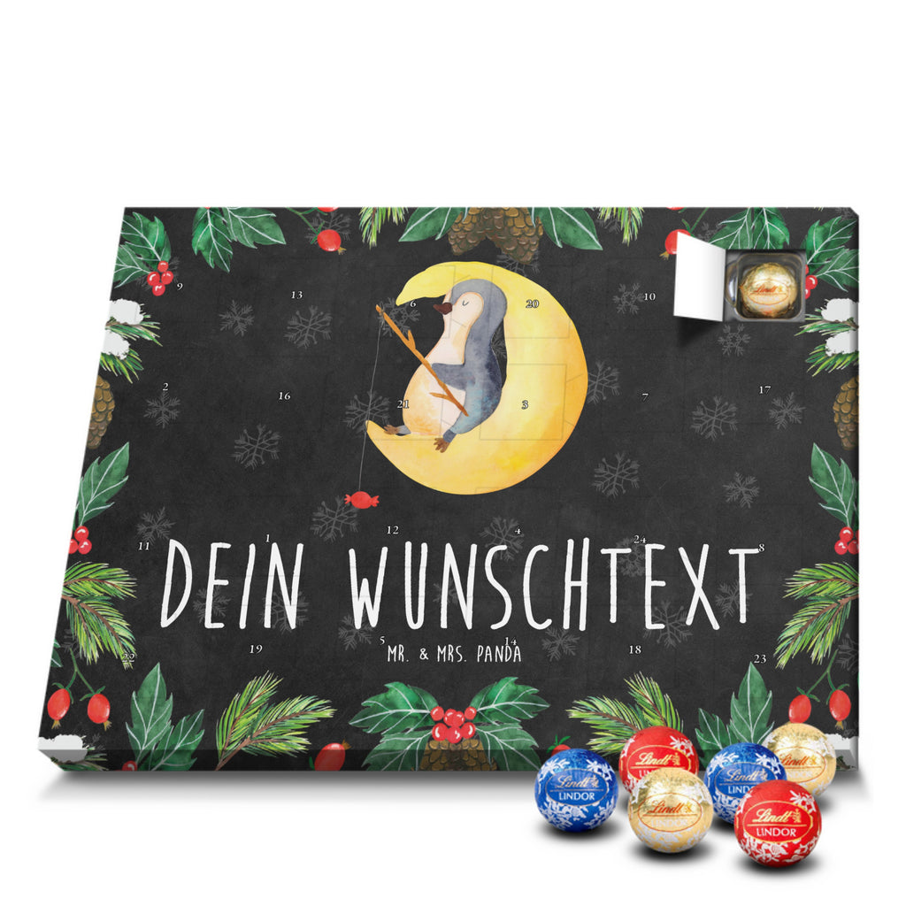 Personalisierter Kugel Markenschokolade Adventskalender Pinguin Mond Personalisierter Kugel Markenschokolade Adventskalender, Pinguin, Pinguine, Spruch, schlafen, Nachtruhe, Einschlafen, Schlafzimmer, Schlafstörungen, Gästezimmer