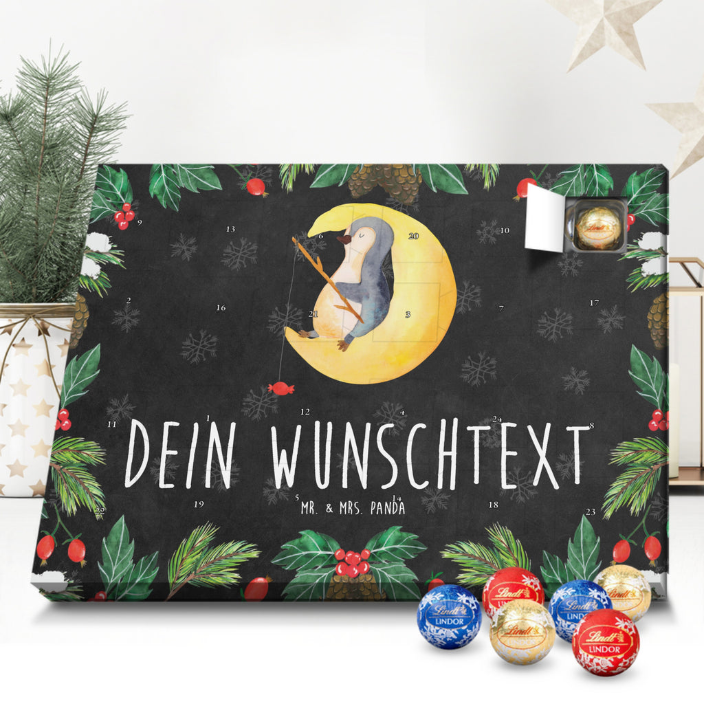 Personalisierter Kugel Markenschokolade Adventskalender Pinguin Mond Personalisierter Kugel Markenschokolade Adventskalender, Pinguin, Pinguine, Spruch, schlafen, Nachtruhe, Einschlafen, Schlafzimmer, Schlafstörungen, Gästezimmer