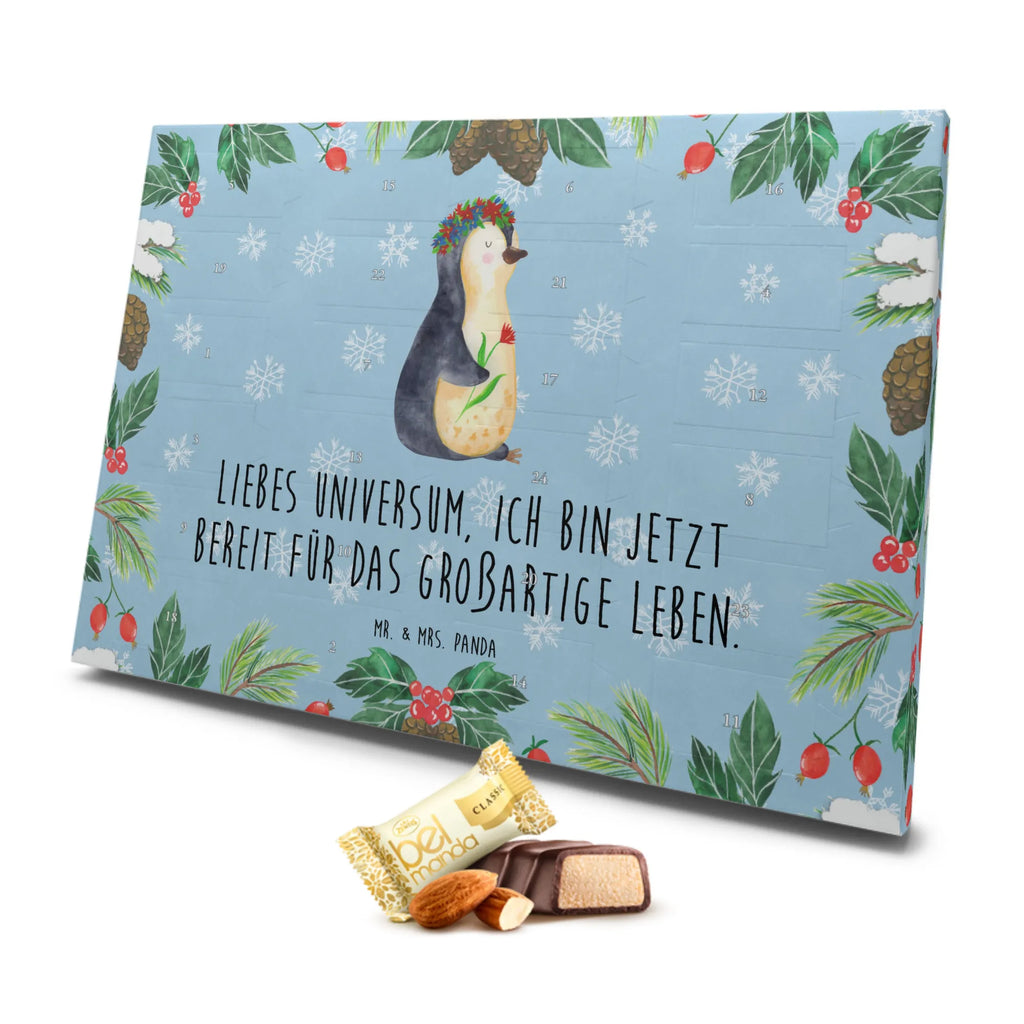 Marzipan Adventskalender Pinguin Blumen Marzipan Adventskalender, Pinguin, Pinguine, Blumenkranz, Universum, Leben, Wünsche, Ziele, Lebensziele, Motivation, Lebenslust, Liebeskummer, Geschenkidee