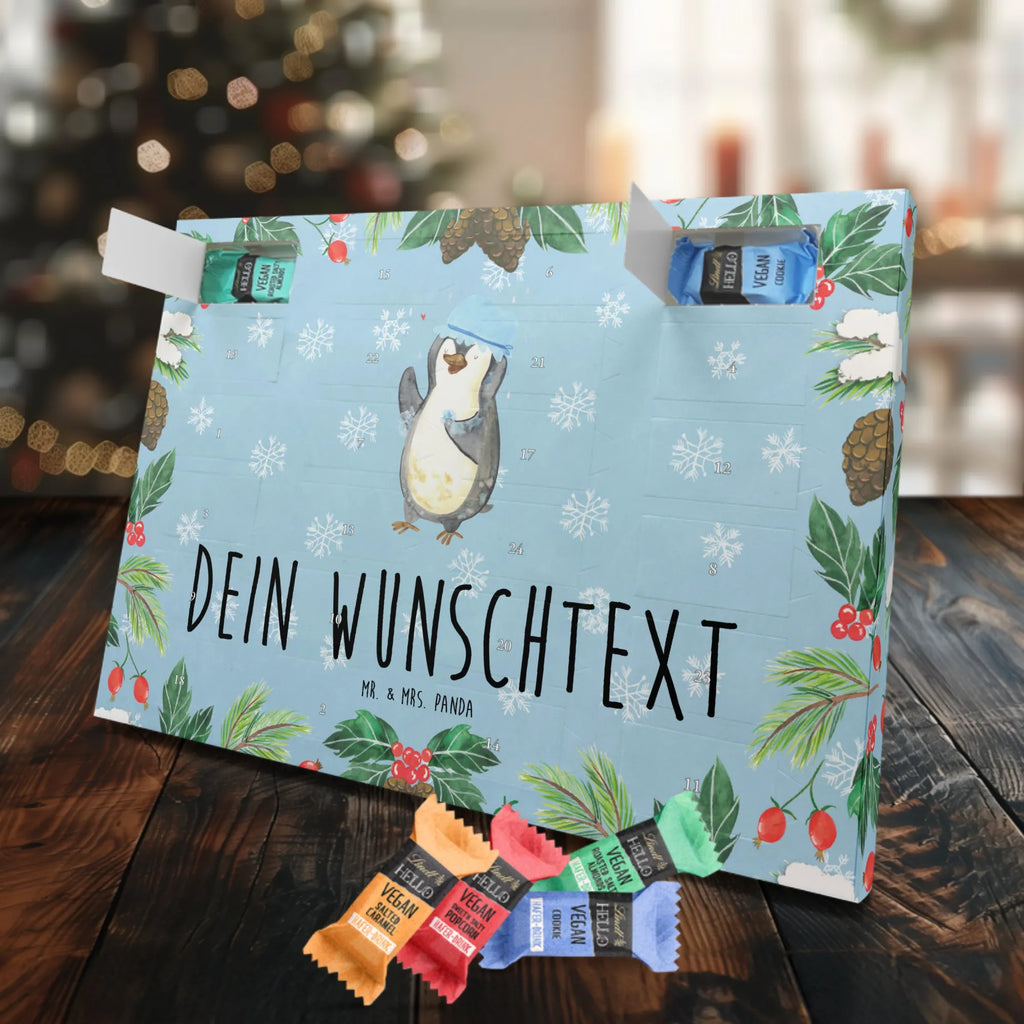 Personalisierter veganer Adventskalender Pinguin Duschen Personalisierter veganer Adventskalender, Pinguin, Pinguine, Dusche, duschen, Lebensmotto, Motivation, Neustart, Neuanfang, glücklich sein