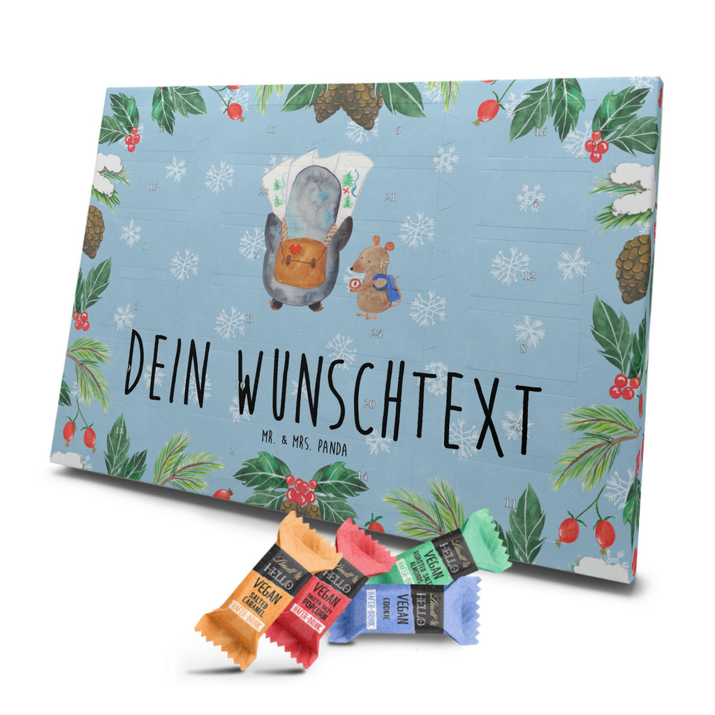 Personalisierter veganer Adventskalender Pinguin & Maus Wanderer Personalisierter veganer Adventskalender, Pinguin, Pinguine, Abenteurer, Abenteuer, Roadtrip, Ausflug, Wanderlust, wandern