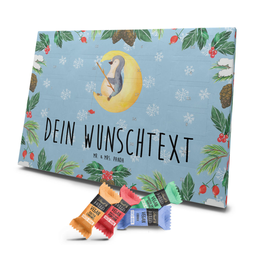 Personalisierter veganer Adventskalender Pinguin Mond Personalisierter veganer Adventskalender, Pinguin, Pinguine, Spruch, schlafen, Nachtruhe, Einschlafen, Schlafzimmer, Schlafstörungen, Gästezimmer