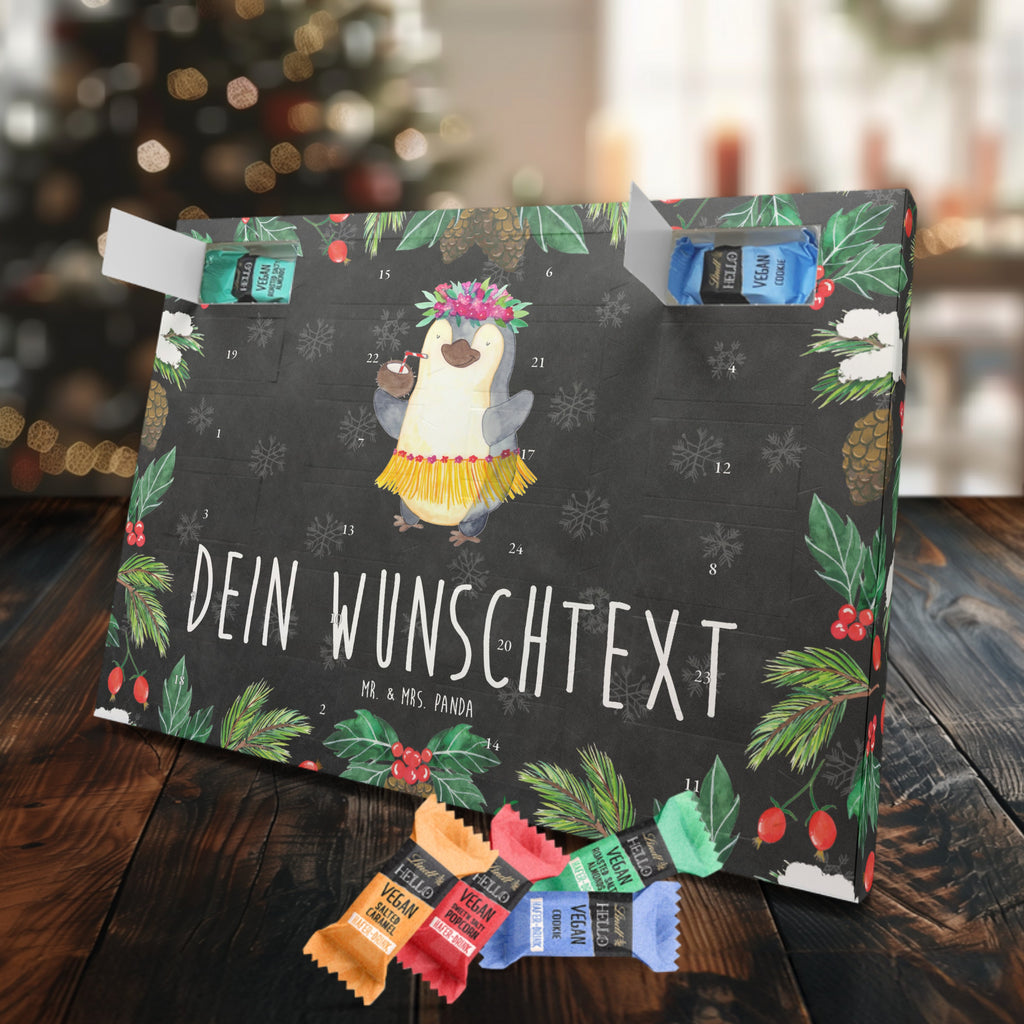 Personalisierter veganer Adventskalender Pinguin Kokosnuss Personalisierter veganer Adventskalender, Pinguin, Aloha, Hawaii, Urlaub, Kokosnuss, Pinguine