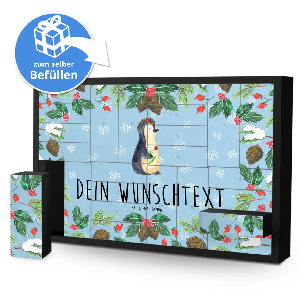 Personalisierter Befüllbarer Adventskalender Pinguin Blumen Befüllbarer Adventskalender, Adventskalender zum selbst befüllen, Pinguin, Pinguine, Blumenkranz, Universum, Leben, Wünsche, Ziele, Lebensziele, Motivation, Lebenslust, Liebeskummer, Geschenkidee