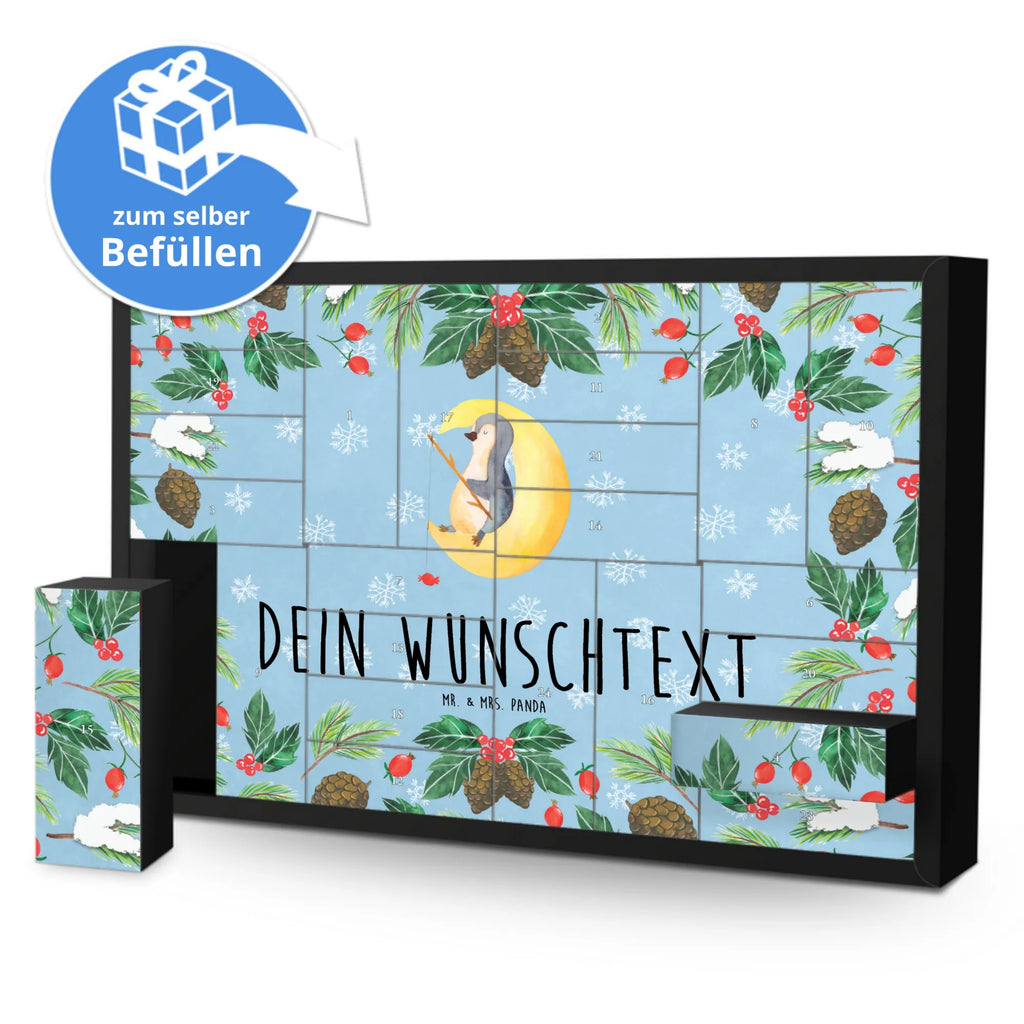 Personalisierter Befüllbarer Adventskalender Pinguin Mond Befüllbarer Adventskalender, Adventskalender zum selbst befüllen, Pinguin, Pinguine, Spruch, schlafen, Nachtruhe, Einschlafen, Schlafzimmer, Schlafstörungen, Gästezimmer