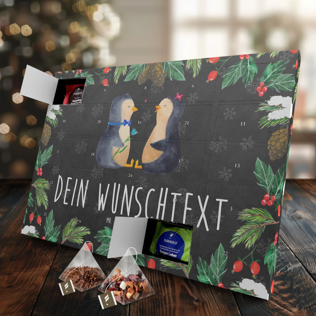 Personalisierter Tee Adventskalender Pinguin Pärchen Personalisierter Tee Adventskalender, Pinguin, Pinguine, Liebe, Liebespaar, Liebesbeweis, Liebesgeschenk, Verlobung, Jahrestag, Hochzeitstag, Hochzeit, Hochzeitsgeschenk, große Liebe, Traumpaar