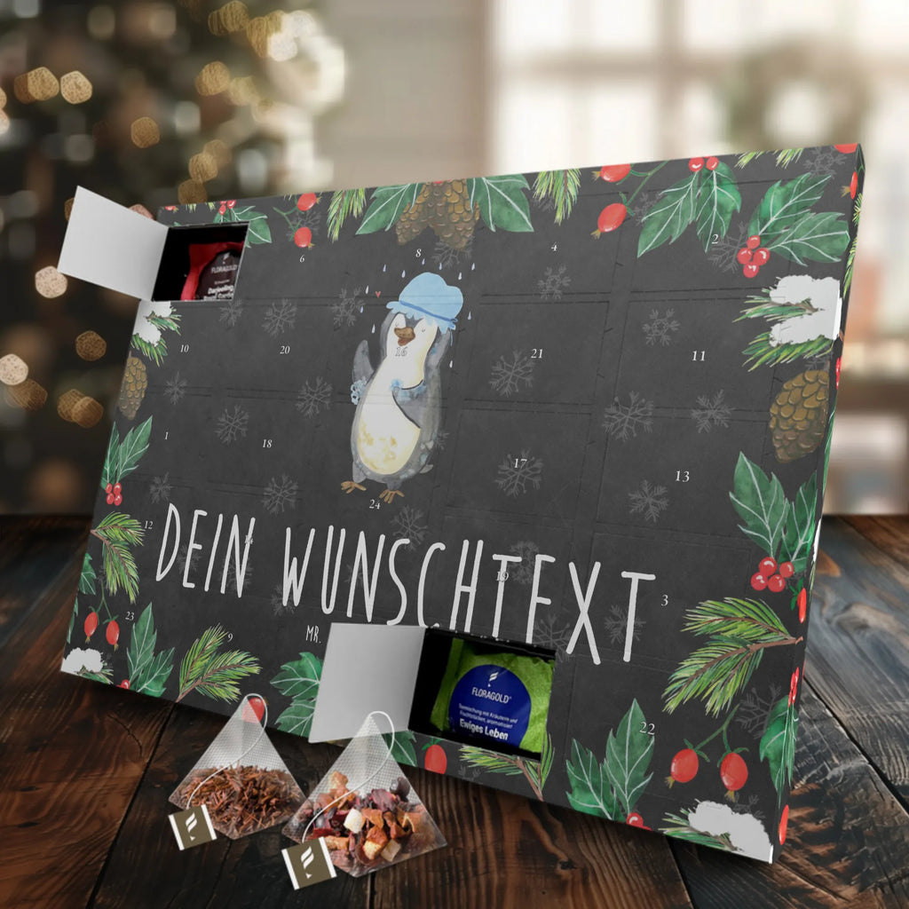 Personalisierter Tee Adventskalender Pinguin Duschen Personalisierter Tee Adventskalender, Pinguin, Pinguine, Dusche, duschen, Lebensmotto, Motivation, Neustart, Neuanfang, glücklich sein