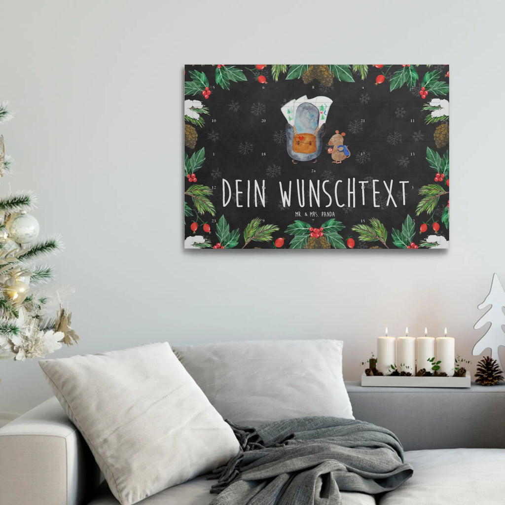 Personalisierter Tee Adventskalender Pinguin & Maus Wanderer Personalisierter Tee Adventskalender, Pinguin, Pinguine, Abenteurer, Abenteuer, Roadtrip, Ausflug, Wanderlust, wandern