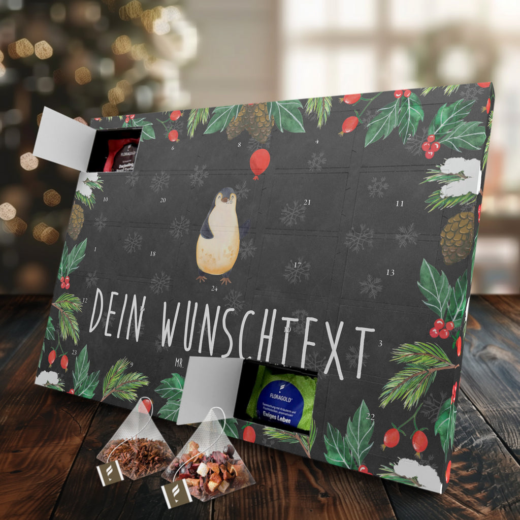 Personalisierter Tee Adventskalender Pinguin Luftballon Personalisierter Tee Adventskalender, Pinguin, Pinguine, Luftballon, Tagträume, Lebenslust, Geschenk Freundin, Geschenkidee, beste Freundin, Motivation, Neustart, neues Leben, Liebe, Glück