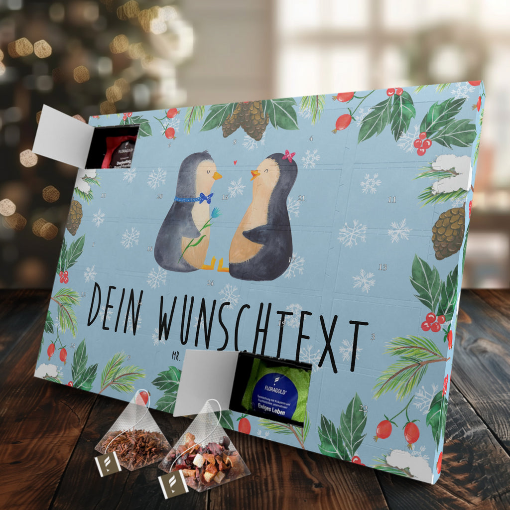 Personalisierter Tee Adventskalender Pinguin Pärchen Personalisierter Tee Adventskalender, Pinguin, Pinguine, Liebe, Liebespaar, Liebesbeweis, Liebesgeschenk, Verlobung, Jahrestag, Hochzeitstag, Hochzeit, Hochzeitsgeschenk, große Liebe, Traumpaar