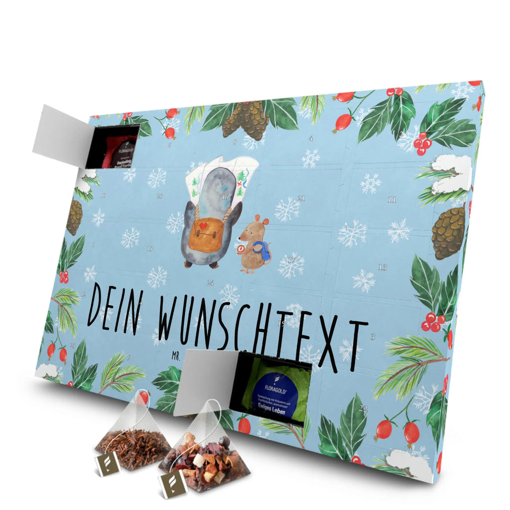 Personalisierter Tee Adventskalender Pinguin & Maus Wanderer Personalisierter Tee Adventskalender, Pinguin, Pinguine, Abenteurer, Abenteuer, Roadtrip, Ausflug, Wanderlust, wandern