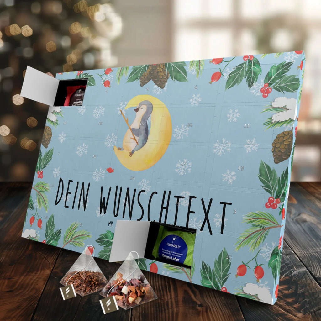 Personalisierter Tee Adventskalender Pinguin Mond Personalisierter Tee Adventskalender, Pinguin, Pinguine, Spruch, schlafen, Nachtruhe, Einschlafen, Schlafzimmer, Schlafstörungen, Gästezimmer