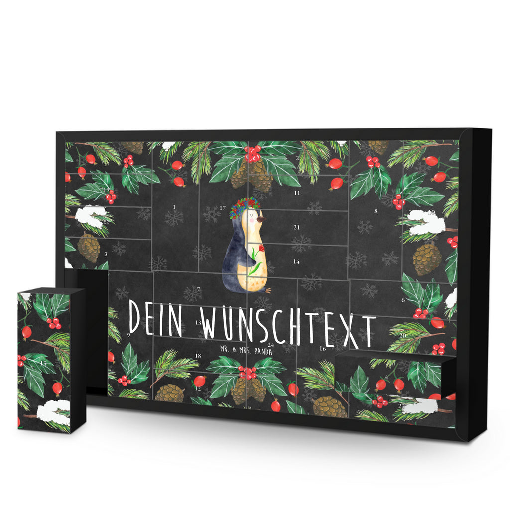 Personalisierter Befüllbarer Adventskalender Pinguin Blumen Befüllbarer Adventskalender, Adventskalender zum selbst befüllen, Pinguin, Pinguine, Blumenkranz, Universum, Leben, Wünsche, Ziele, Lebensziele, Motivation, Lebenslust, Liebeskummer, Geschenkidee