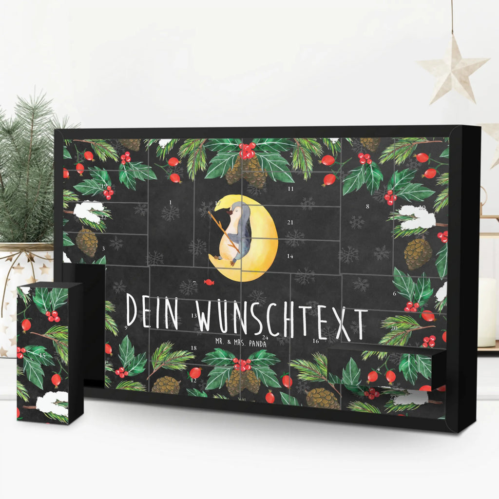 Personalisierter Befüllbarer Adventskalender Pinguin Mond Befüllbarer Adventskalender, Adventskalender zum selbst befüllen, Pinguin, Pinguine, Spruch, schlafen, Nachtruhe, Einschlafen, Schlafzimmer, Schlafstörungen, Gästezimmer