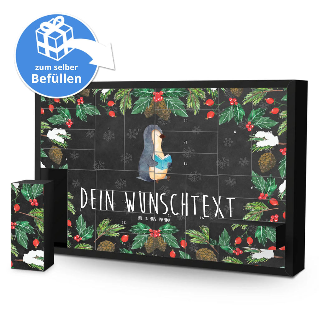 Personalisierter Befüllbarer Adventskalender Pinguin Buch Befüllbarer Adventskalender, Adventskalender zum selbst befüllen, Pinguin, Pinguine, Buch, Lesen, Bücherwurm, Nichtstun, Faulenzen, Ferien, Urlaub, Freizeit