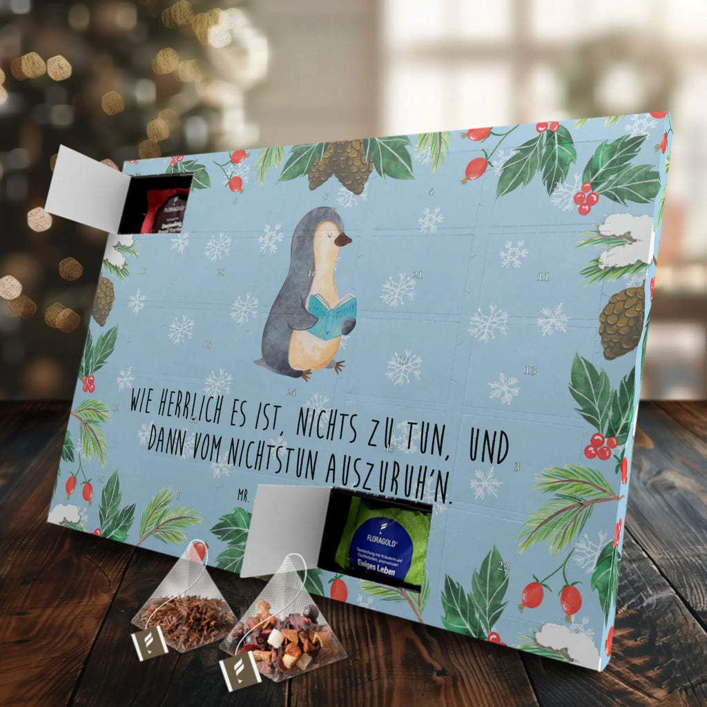 Tee Adventskalender Pinguin Buch Adventskalender, Kerzen Adventskalender, Duftkerzen Adventskalender, Pinguin, Pinguine, Buch, Lesen, Bücherwurm, Nichtstun, Faulenzen, Ferien, Urlaub, Freizeit