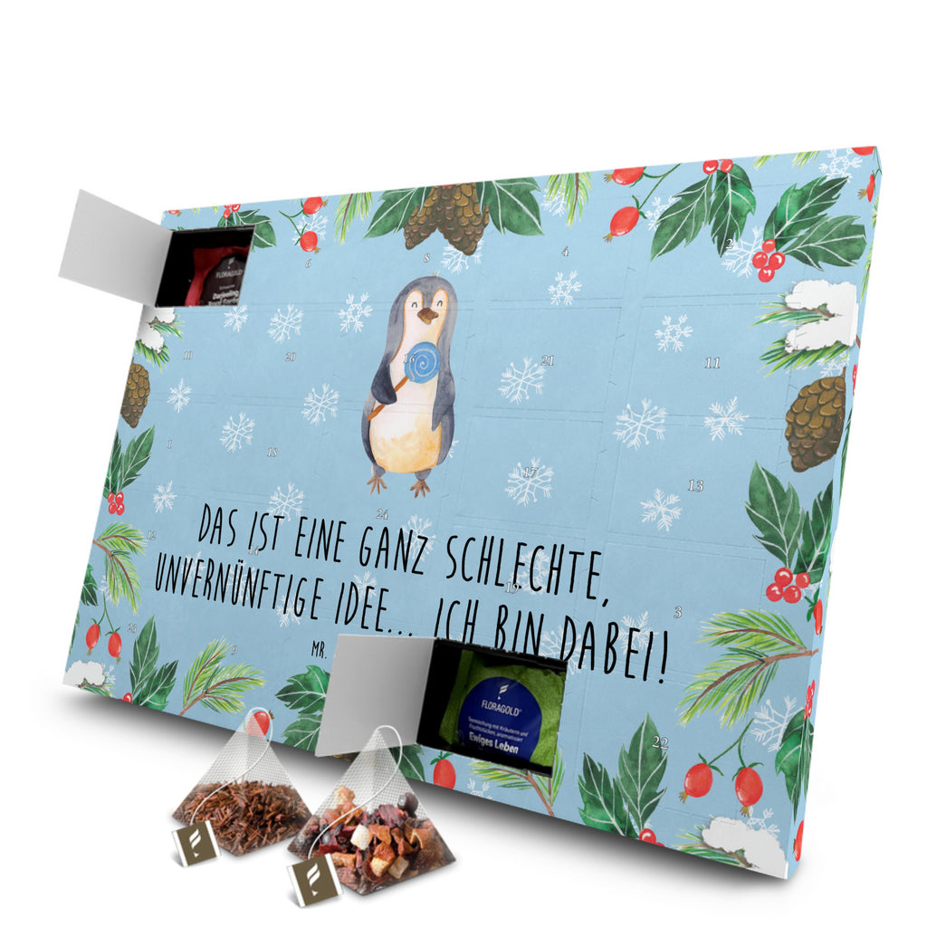 Tee Adventskalender Pinguin Lolli Adventskalender, Kerzen Adventskalender, Duftkerzen Adventskalender, Pinguin, Pinguine, Lolli, Süßigkeiten, Blödsinn, Spruch, Rebell, Gauner, Ganove, Rabauke