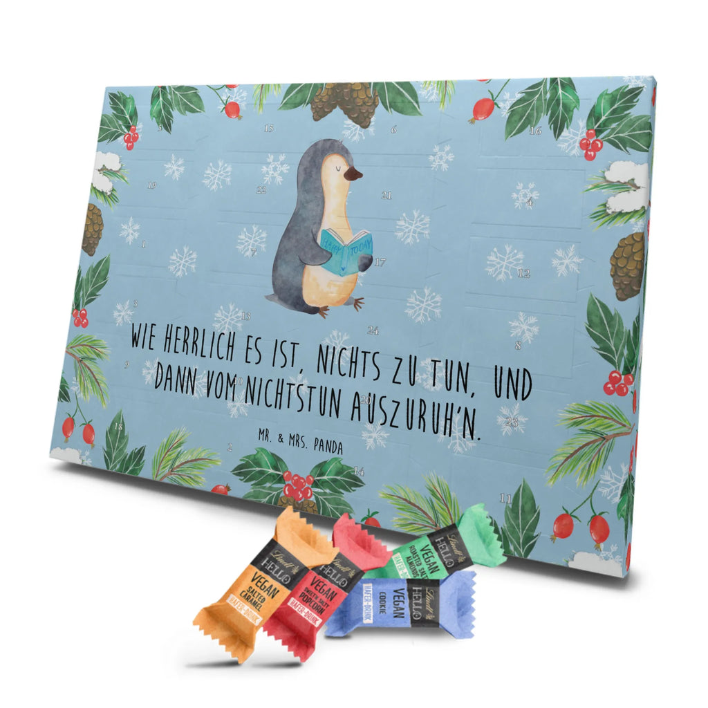 Veganer Adventskalender Pinguin Buch Schokoladen Adventskalender, Pinguin, Pinguine, Buch, Lesen, Bücherwurm, Nichtstun, Faulenzen, Ferien, Urlaub, Freizeit