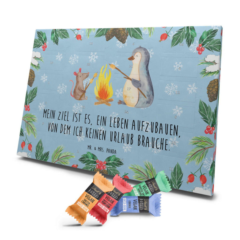 Veganer Adventskalender Pinguin Lagerfeuer Schokoladen Adventskalender, Pinguin, Maus, Pinguine, Lagerfeuer, Leben, Arbeit, Job, Motivation, Büro, Büroalltag, Lebensspruch, Lebensmotivation, Neustart, Liebe, grillen, Feuer, Marshmallows