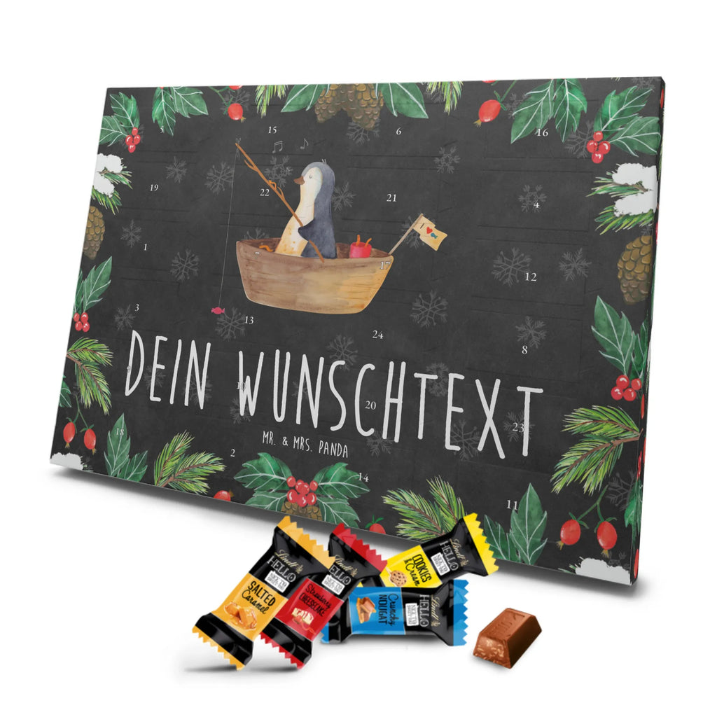 Personalisierter Markenschokolade Adventskalender Pinguin Angelboot Personalisierter Adventskalender, Pinguin, Pinguine, Angeln, Boot, Angelboot, Lebenslust, Leben, genießen, Motivation, Neustart, Neuanfang, Trennung, Scheidung, Geschenkidee Liebeskummer