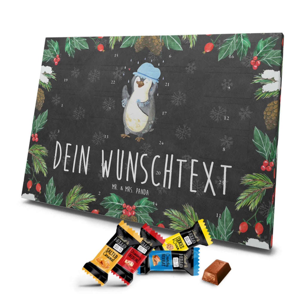 Personalisierter Markenschokolade Adventskalender Pinguin Duschen Personalisierter Adventskalender, Pinguin, Pinguine, Dusche, duschen, Lebensmotto, Motivation, Neustart, Neuanfang, glücklich sein