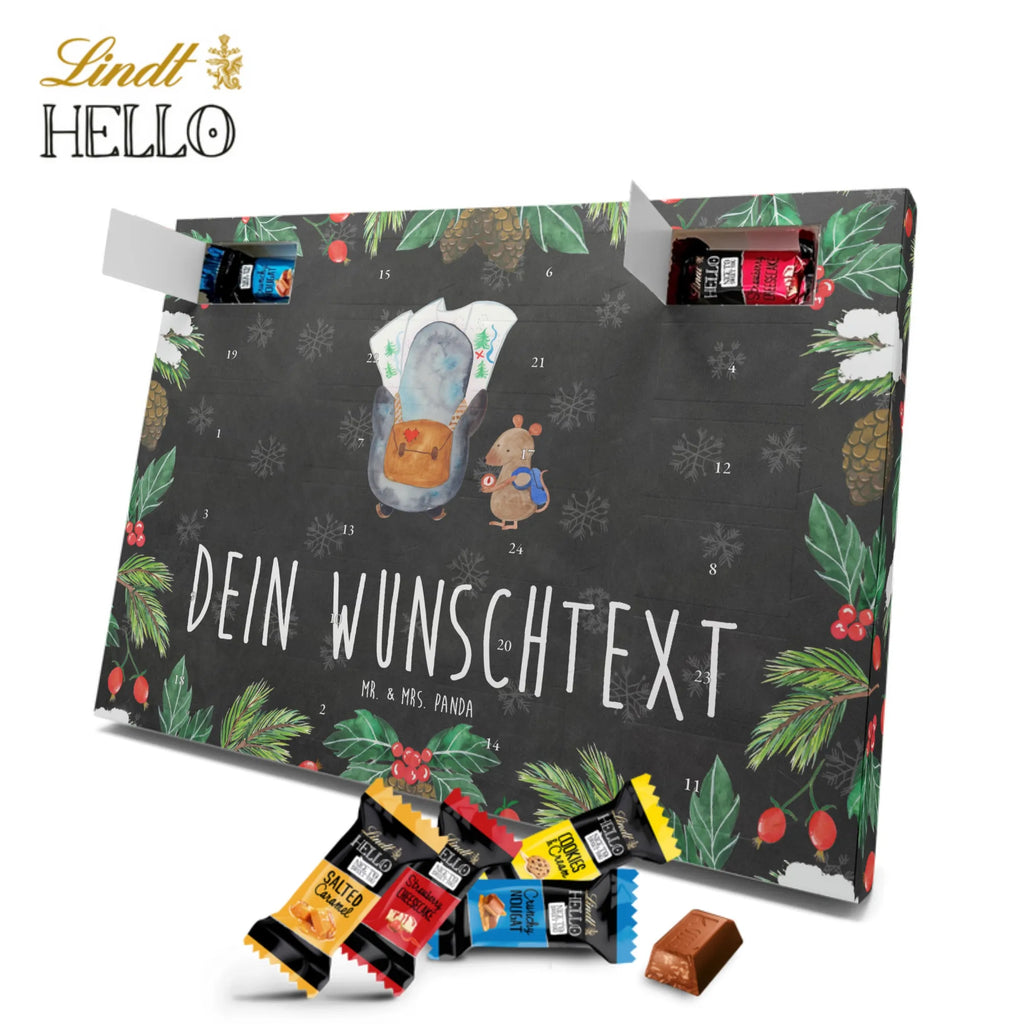 Personalisierter Markenschokolade Adventskalender Pinguin & Maus Wanderer Personalisierter Adventskalender, Pinguin, Pinguine, Abenteurer, Abenteuer, Roadtrip, Ausflug, Wanderlust, wandern