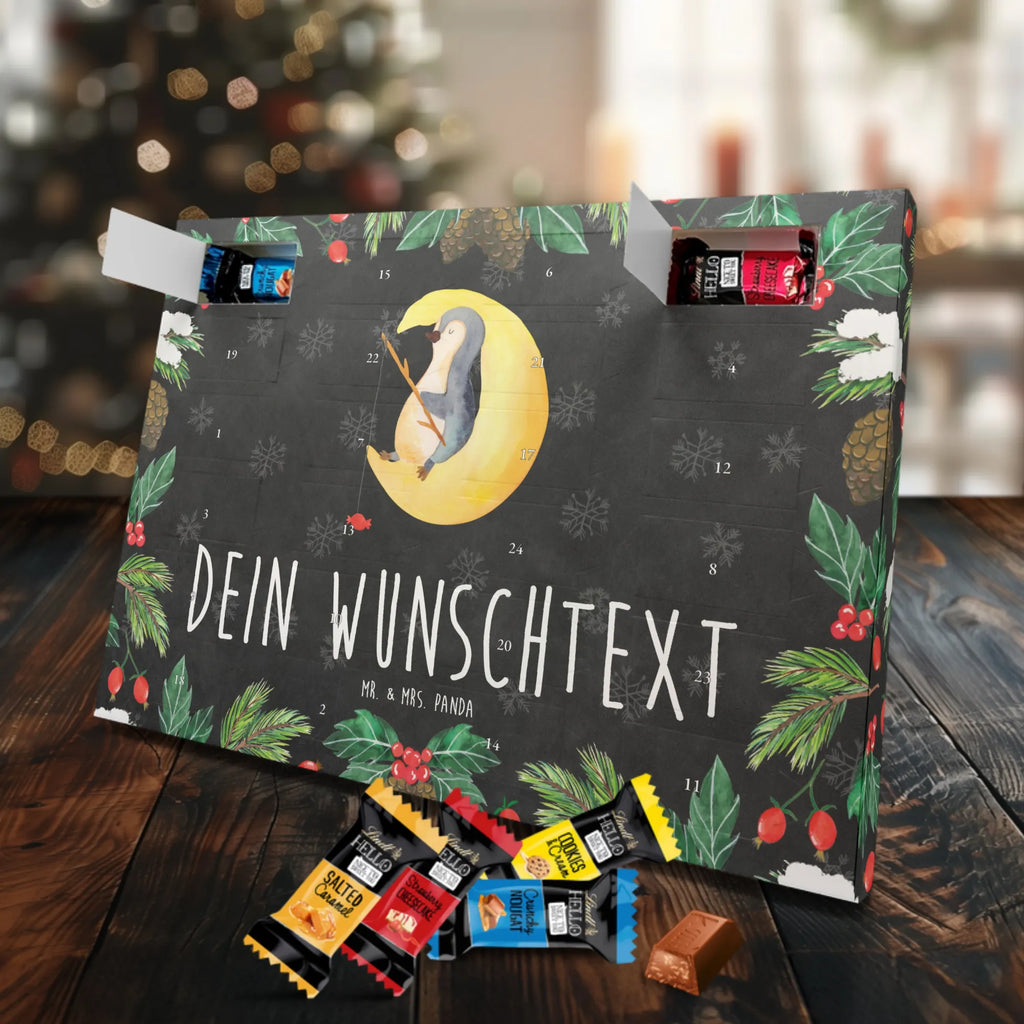 Personalisierter Markenschokolade Adventskalender Pinguin Mond Personalisierter Adventskalender, Pinguin, Pinguine, Spruch, schlafen, Nachtruhe, Einschlafen, Schlafzimmer, Schlafstörungen, Gästezimmer