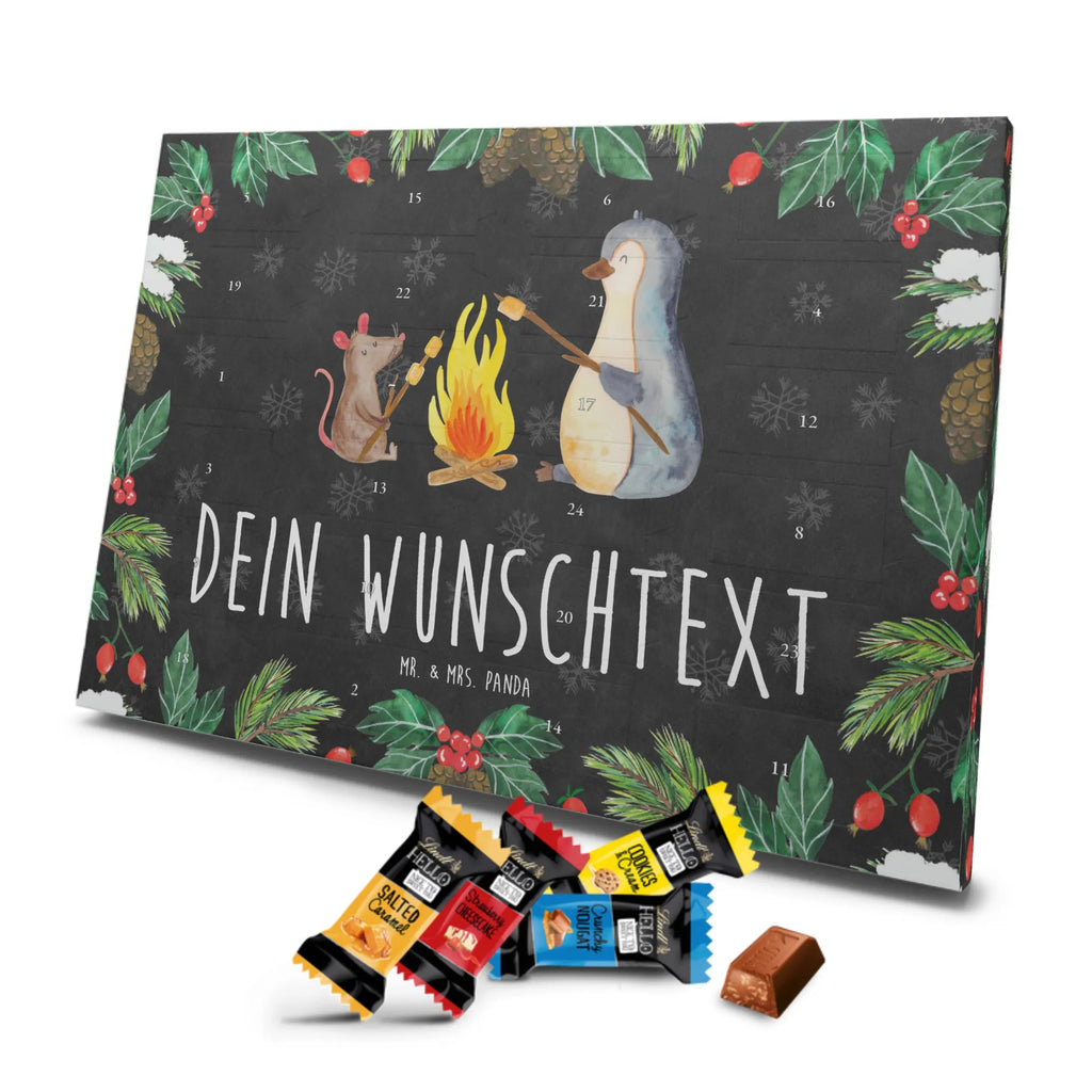 Personalisierter Markenschokolade Adventskalender Pinguin Lagerfeuer Personalisierter Adventskalender, Pinguin, Maus, Pinguine, Lagerfeuer, Leben, Arbeit, Job, Motivation, Büro, Büroalltag, Lebensspruch, Lebensmotivation, Neustart, Liebe, grillen, Feuer, Marshmallows