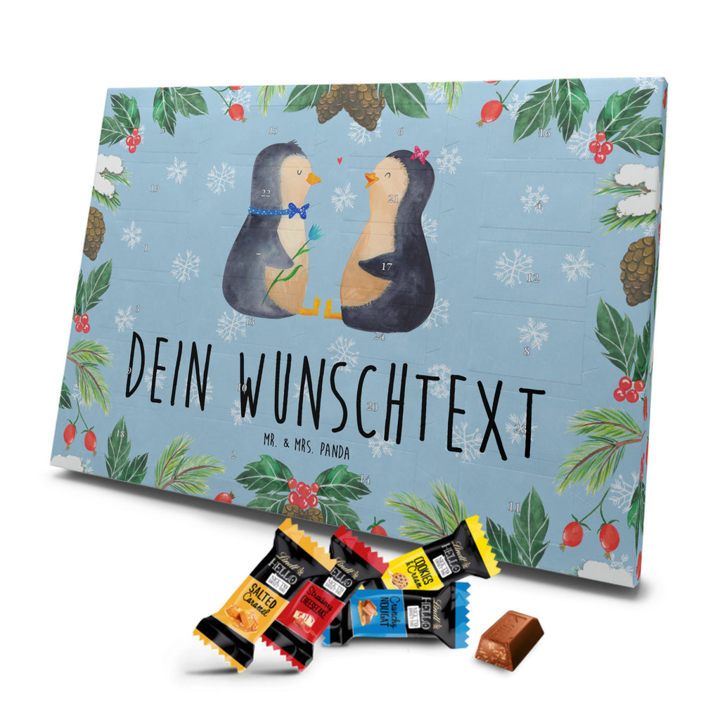 Personalisierter Markenschokolade Adventskalender Pinguin Pärchen Personalisierter Adventskalender, Pinguin, Pinguine, Liebe, Liebespaar, Liebesbeweis, Liebesgeschenk, Verlobung, Jahrestag, Hochzeitstag, Hochzeit, Hochzeitsgeschenk, große Liebe, Traumpaar