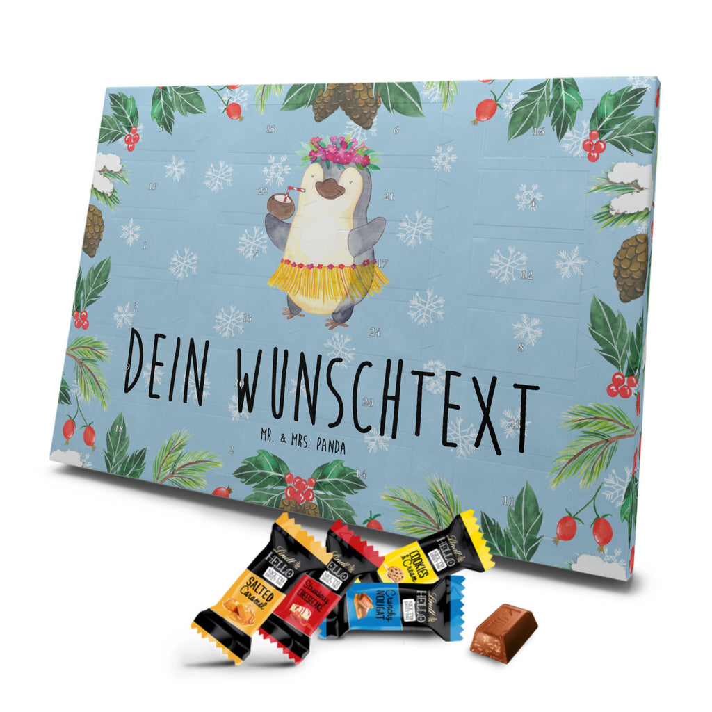 Personalisierter Markenschokolade Adventskalender Pinguin Kokosnuss Personalisierter Adventskalender, Pinguin, Aloha, Hawaii, Urlaub, Kokosnuss, Pinguine