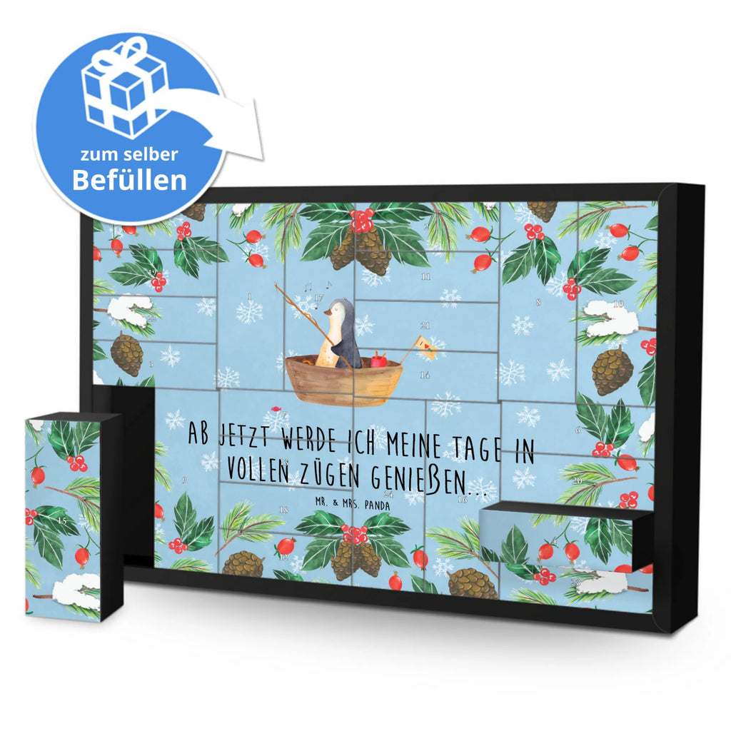 Befüllbarer Adventskalender Pinguin Angelboot Befüllbarer Adventskalender, Adventskalender zum selbst befüllen, Pinguin, Pinguine, Angeln, Boot, Angelboot, Lebenslust, Leben, genießen, Motivation, Neustart, Neuanfang, Trennung, Scheidung, Geschenkidee Liebeskummer