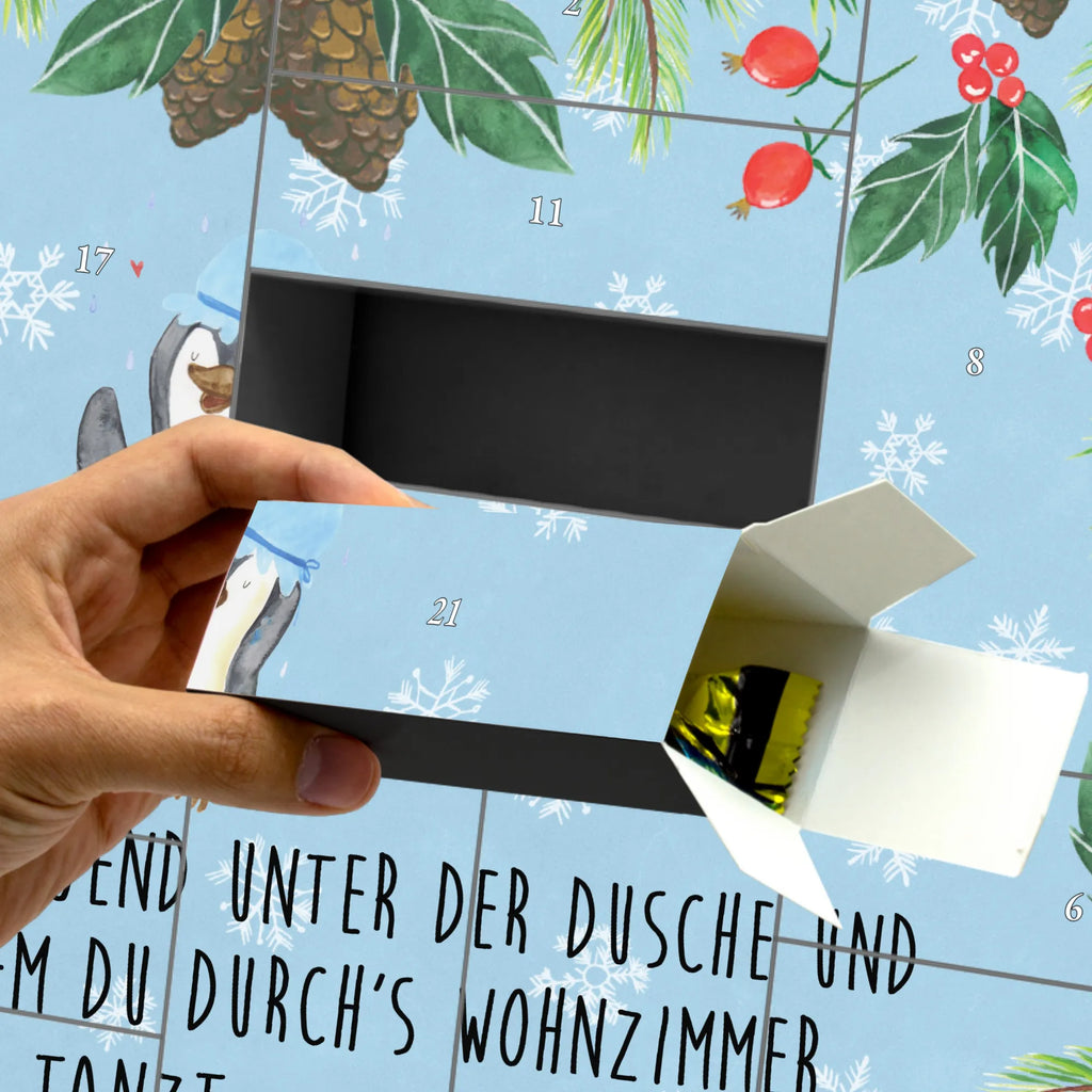 Befüllbarer Adventskalender Pinguin Duschen Befüllbarer Adventskalender, Adventskalender zum selbst befüllen, Pinguin, Pinguine, Dusche, duschen, Lebensmotto, Motivation, Neustart, Neuanfang, glücklich sein