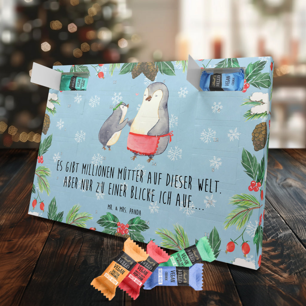 Veganer Adventskalender Pinguin mit Kind Schokoladen Adventskalender, Familie, Vatertag, Muttertag, Bruder, Schwester, Mama, Papa, Oma, Opa, Geschenk, Mami, Mutti, Mutter, Geburststag