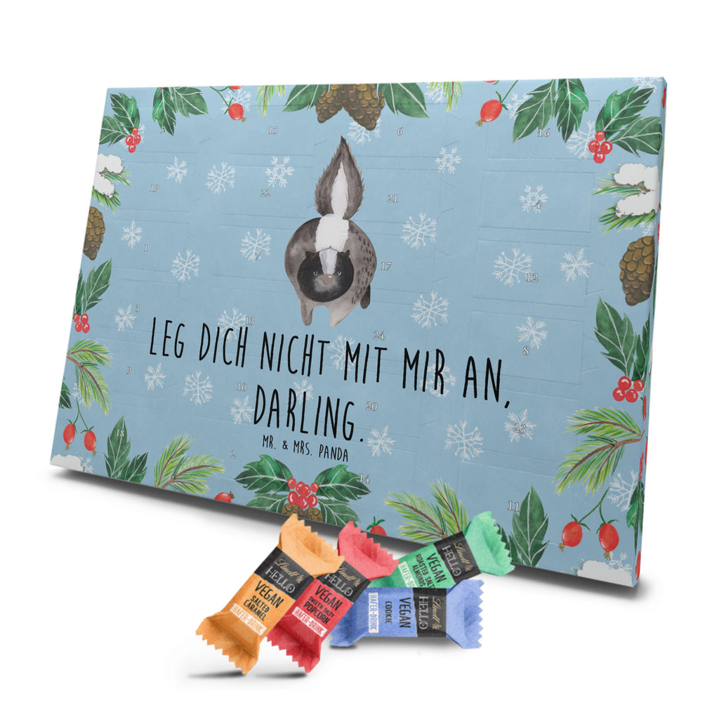 Veganer Adventskalender Stinktier Angriff Schokoladen Adventskalender, Stinktier, Skunk, Wildtier, Raubtier, Stinker, Stinki, wütend, Drohung