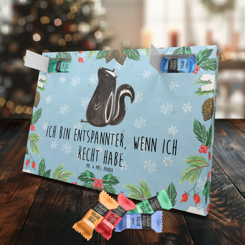 Veganer Adventskalender Stinktier Sitzen Schokoladen Adventskalender, Stinktier, Skunk, Wildtier, Raubtier, Stinker, Stinki, Spruch, Büro, Recht, Besserwisser