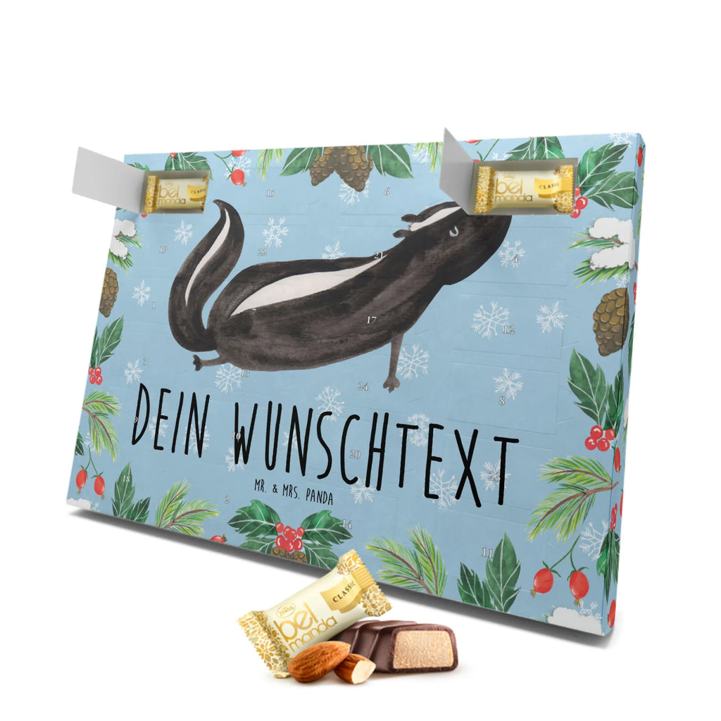 Personalisierter Marzipan Adventskalender Stinktier Yoga Personalisierter Marzipan Adventskalender, Stinktier, Skunk, Wildtier, Raubtier, Stinker, Stinki, Yoga, Namaste, Lebe, Liebe, Lache