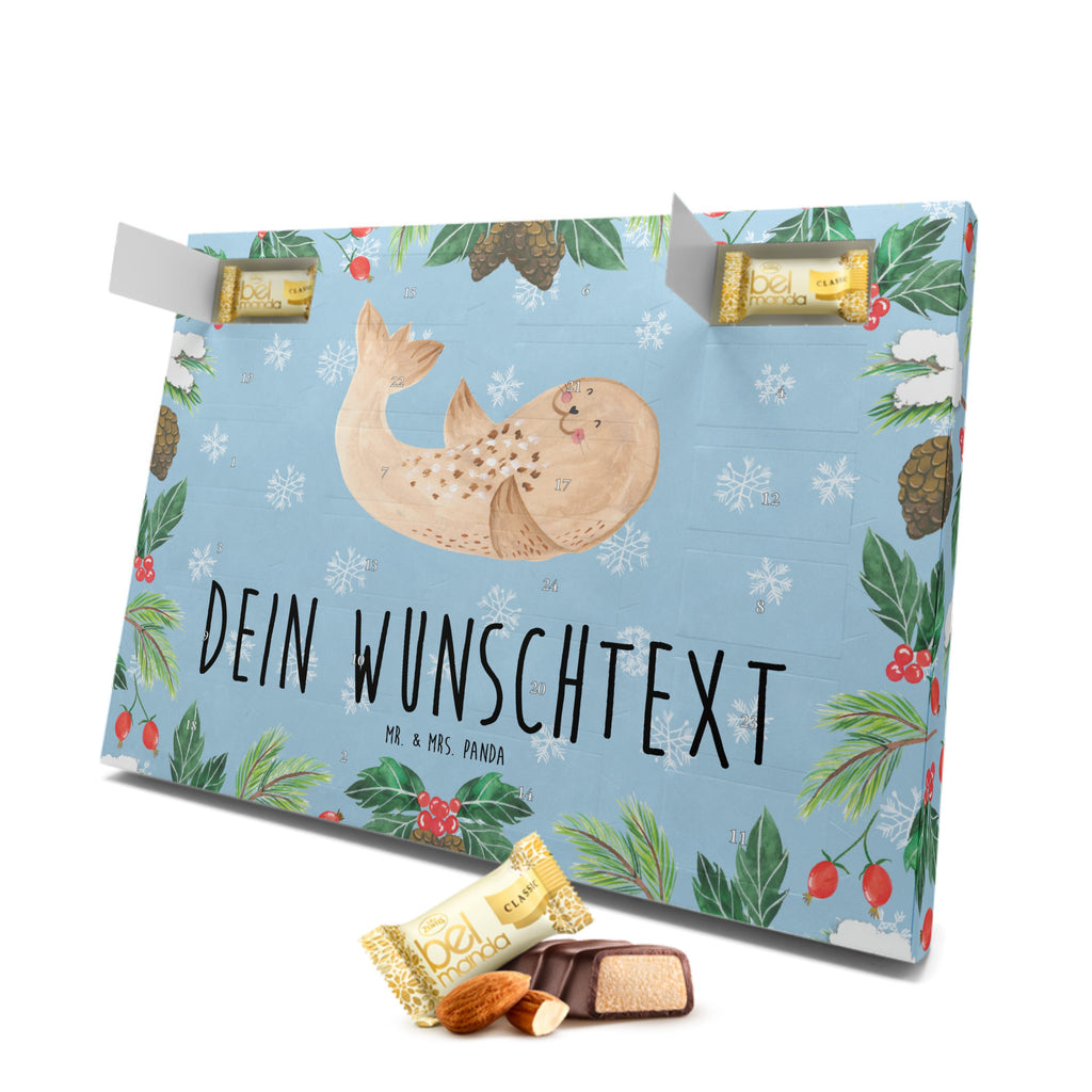 Personalisierter Marzipan Adventskalender Robbe Liegen Personalisierter Marzipan Adventskalender, Tiermotive, Gute Laune, lustige Sprüche, Tiere, Robbe, Robben, Seehund, Strand, Meerestier, Ostsee, Nordsee, Lachen, Freude