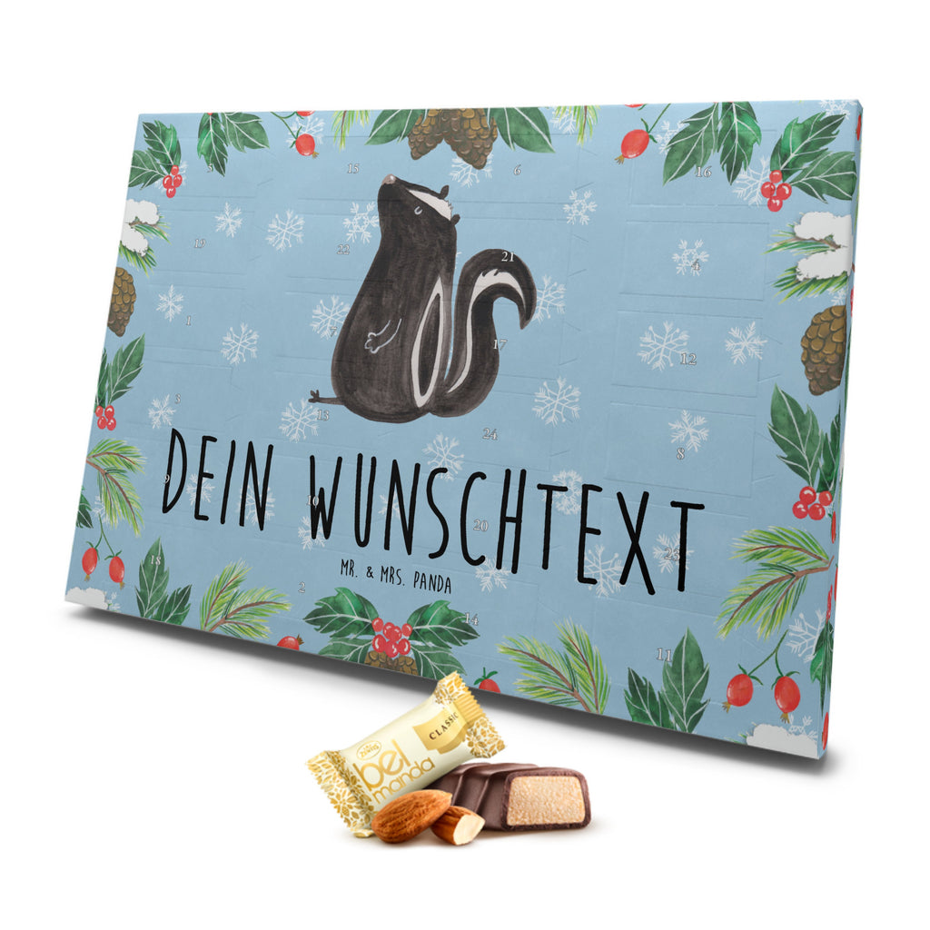 Personalisierter Marzipan Adventskalender Stinktier Sitzen Personalisierter Marzipan Adventskalender, Stinktier, Skunk, Wildtier, Raubtier, Stinker, Stinki, Spruch, Büro, Recht, Besserwisser