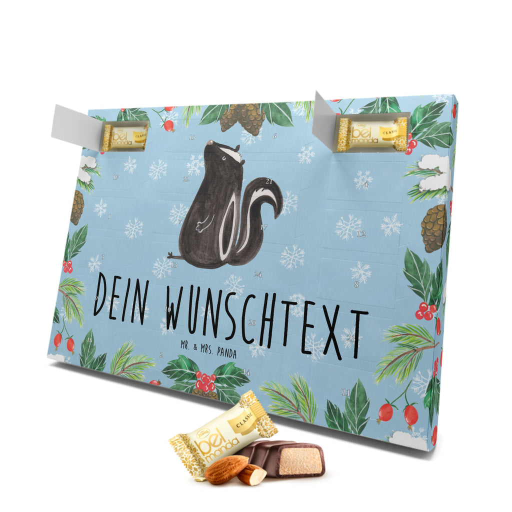 Personalisierter Marzipan Adventskalender Stinktier Sitzen Personalisierter Marzipan Adventskalender, Stinktier, Skunk, Wildtier, Raubtier, Stinker, Stinki, Spruch, Büro, Recht, Besserwisser