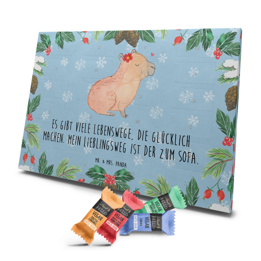 Veganer Adventskalender Capybara Blume Schokoladen Adventskalender, Tiermotive, Gute Laune, lustige Sprüche, Tiere, Capybara