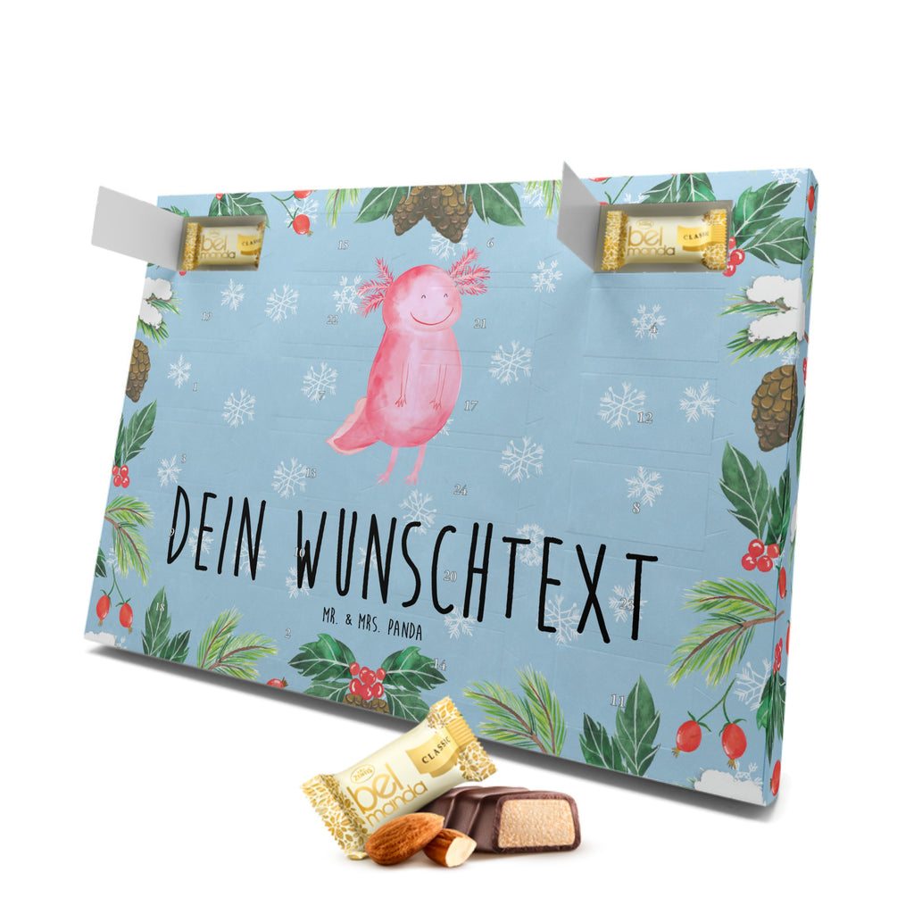 Personalisierter Marzipan Adventskalender Axolotl Glücklich Personalisierter Marzipan Adventskalender, Axolotl, Molch, Axolot, Schwanzlurch, Lurch, Lurche, Motivation, gute Laune