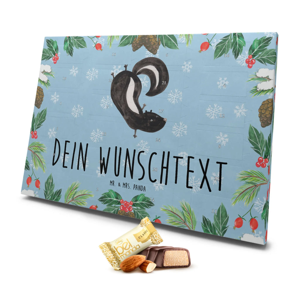 Personalisierter Marzipan Adventskalender Stinktier Handstand Personalisierter Marzipan Adventskalender, Stinktier, Skunk, Wildtier, Raubtier, Stinker, Stinki, Spielplatz, verpielt, Kind