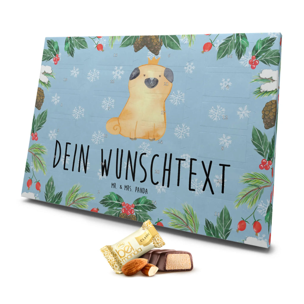 Personalisierter Marzipan Adventskalender Mops Krone Personalisierter Marzipan Adventskalender, Hund, Hundemotiv, Haustier, Hunderasse, Tierliebhaber, Hundebesitzer, Sprüche, Mops, allergisch, kinderlos, Hausregel, Hundebesitzer. Spruch, lustig