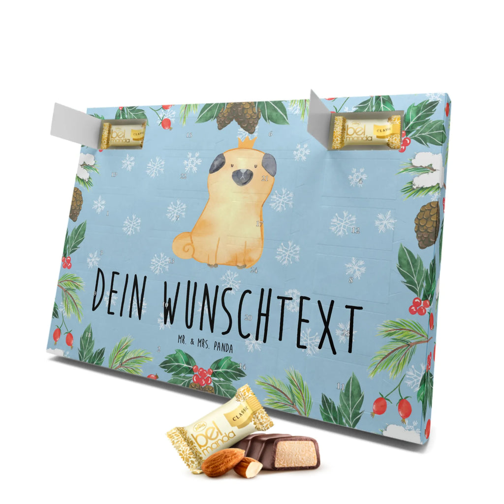 Personalisierter Marzipan Adventskalender Mops Krone Personalisierter Marzipan Adventskalender, Hund, Hundemotiv, Haustier, Hunderasse, Tierliebhaber, Hundebesitzer, Sprüche, Mops, allergisch, kinderlos, Hausregel, Hundebesitzer. Spruch, lustig