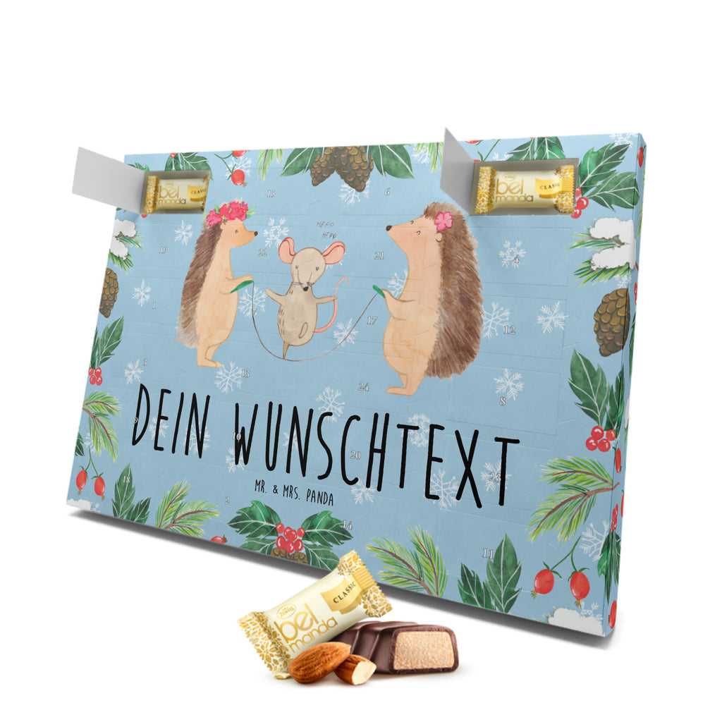 Personalisierter Marzipan Adventskalender Igel Seilhüpfen Personalisierter Marzipan Adventskalender, Tiermotive, Gute Laune, lustige Sprüche, Tiere, Igel, Maus, Seilspringen, Seilhüpfen, Kinder, Kindergarten