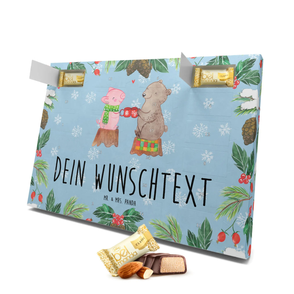 Personalisierter Marzipan Adventskalender Glühschwein Sause Personalisierter Marzipan Adventskalender, Winter, Weihnachten, Weihnachtsdeko, Nikolaus, Advent, Heiligabend, Wintermotiv, Prost, Alles Gute, Weihnachtszeit, Schwein, Bär