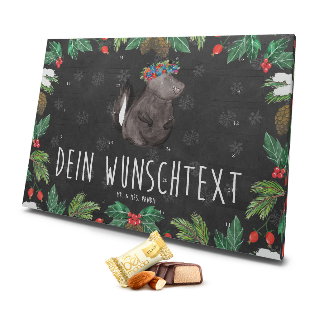 Personalisierter Marzipan Adventskalender Stinktier Mädchen Personalisierter Marzipan Adventskalender, Stinktier, Skunk, Wildtier, Raubtier, Stinker, Stinki, Yoga, Namaste, Lebe, Liebe, Lache