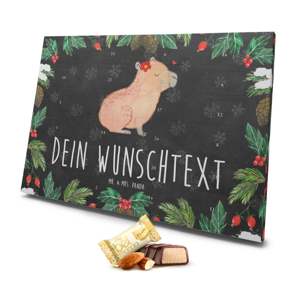 Personalisierter Marzipan Adventskalender Capybara Blume Personalisierter Marzipan Adventskalender, Tiermotive, Gute Laune, lustige Sprüche, Tiere, Capybara