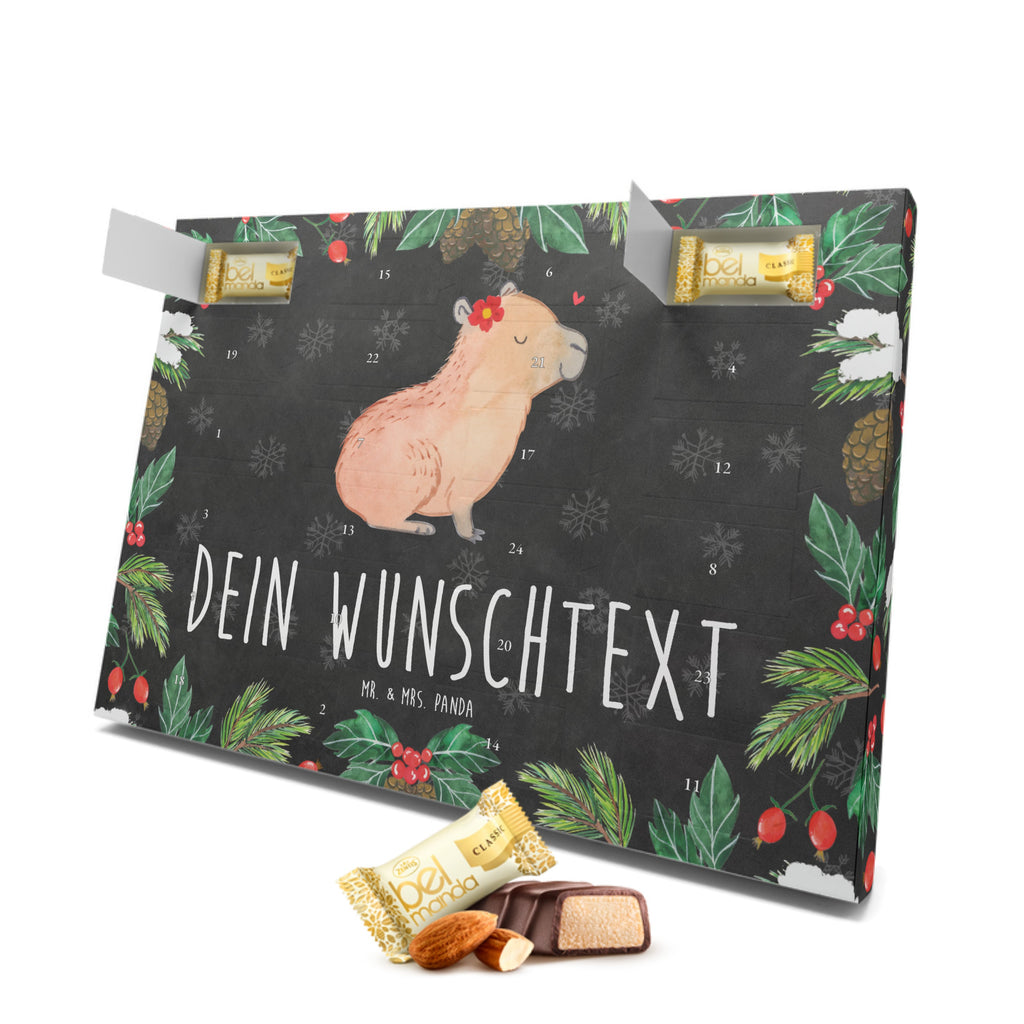 Personalisierter Marzipan Adventskalender Capybara Blume Personalisierter Marzipan Adventskalender, Tiermotive, Gute Laune, lustige Sprüche, Tiere, Capybara